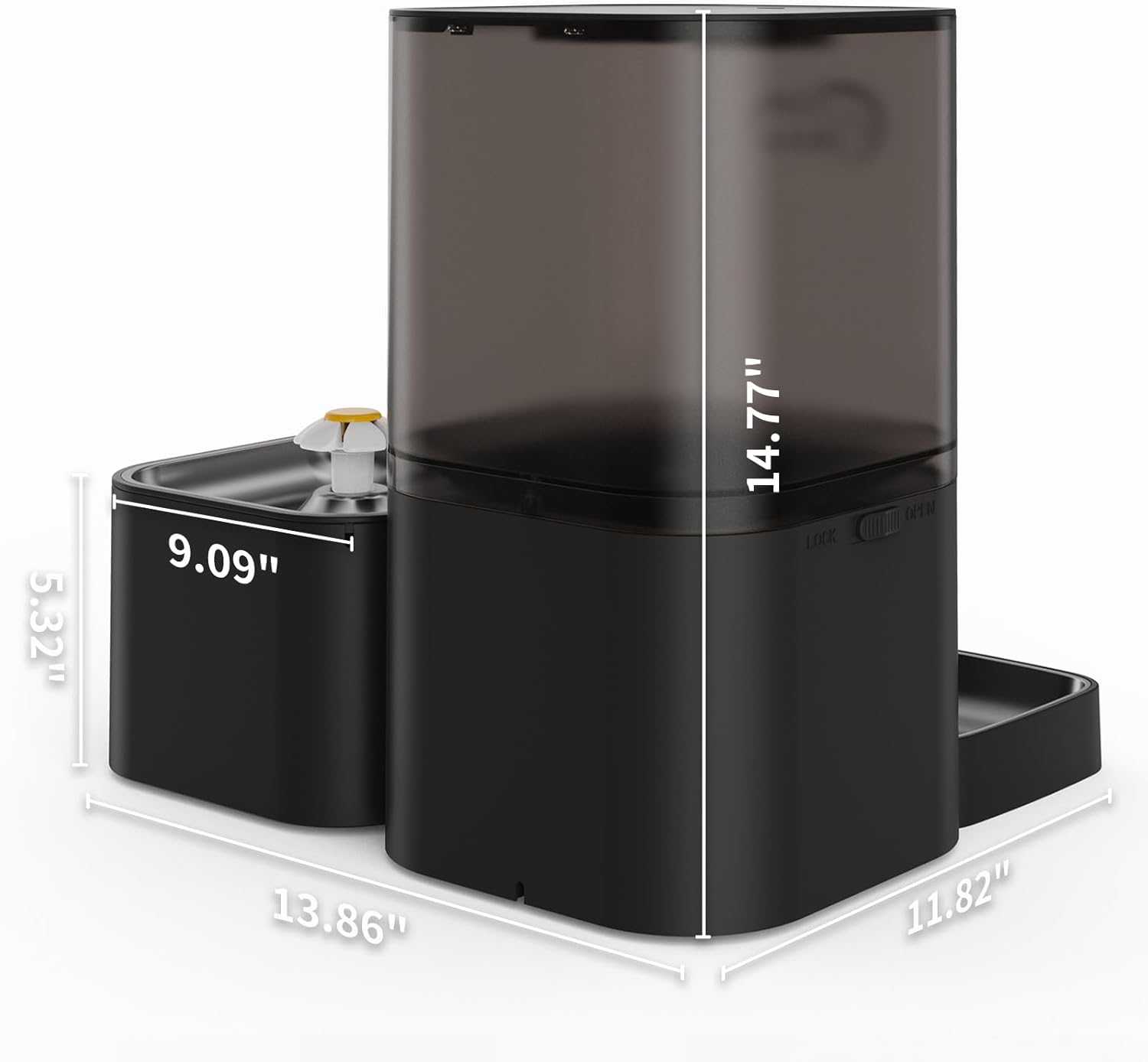 DOEL 2.4GHz WiFi Automatic Cat Feeder and Water Fountain, 6L/24 Cups Timed Dry Food Dispenser for 2.5 Weeks, with APP Remote Control, Voice, for Small Medium Dog Puppy Kitten