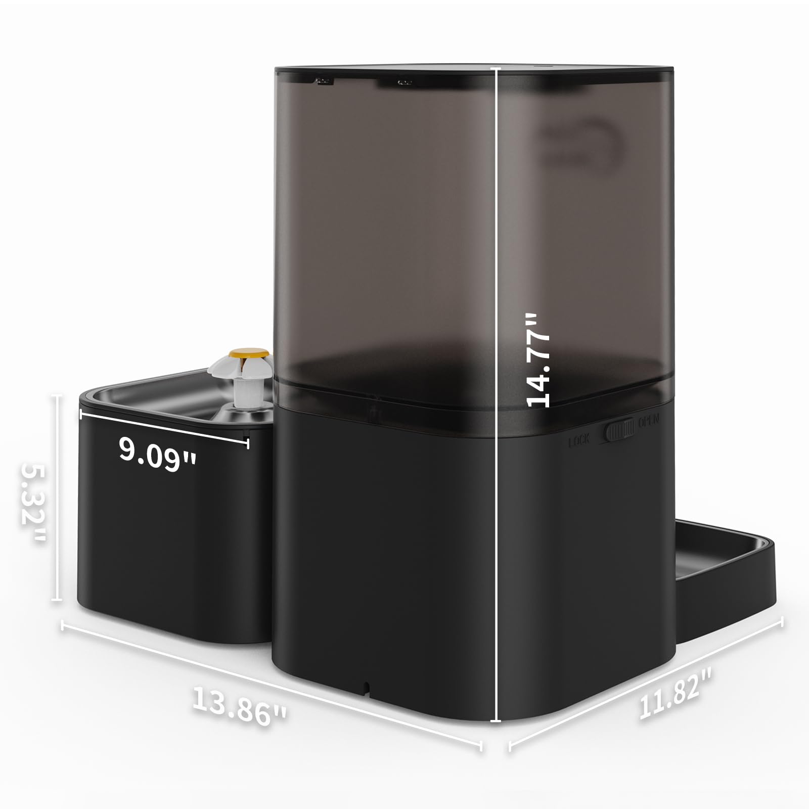 DOEL Distributore automatico di cibo secco 2 in 1 per gatti, grande capacità da 6 litri + dispenser d'acqua da 2,5 l con controllo app, registrazione vocale, alimentazione programmata per gatti e cani