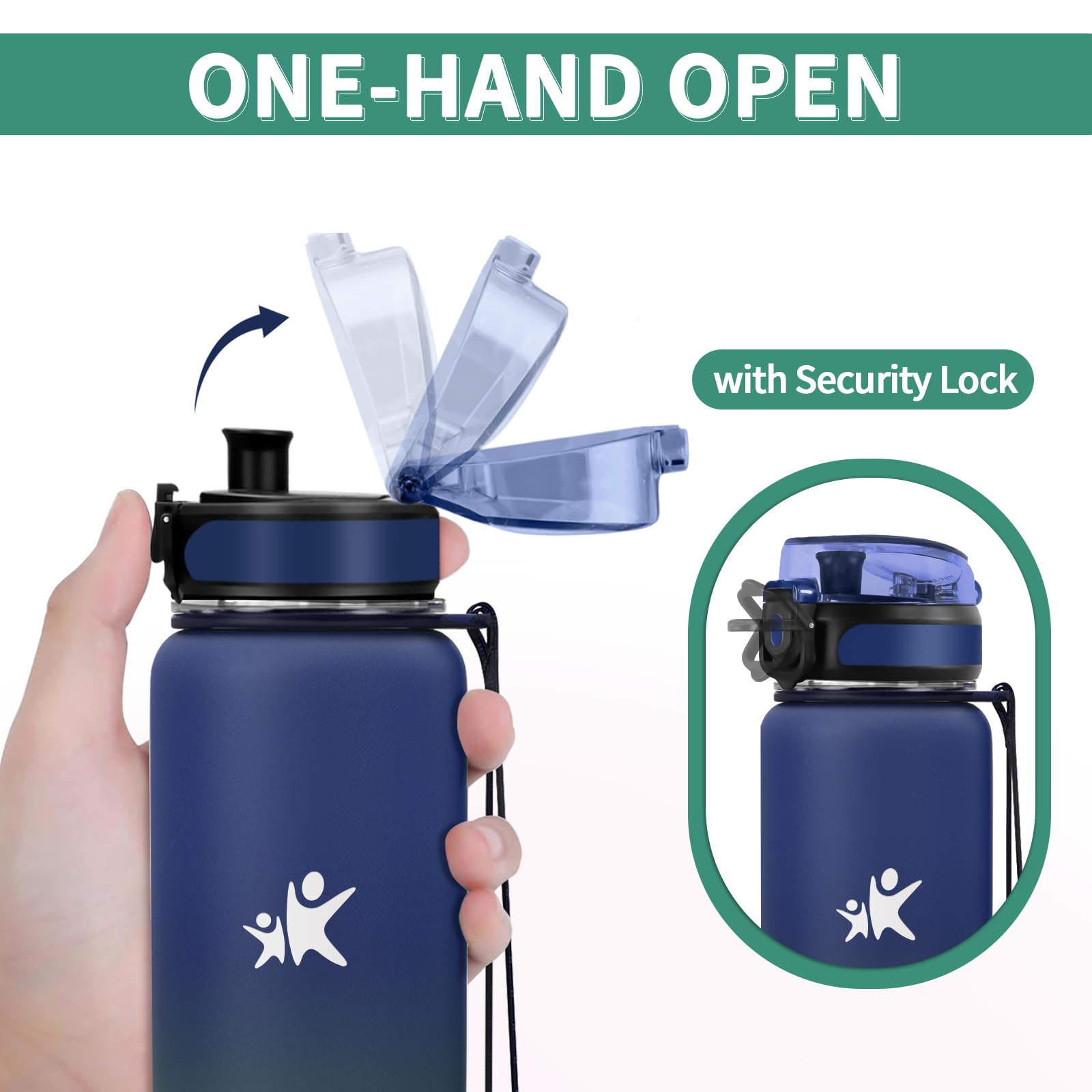 KollyKolla Borraccia Termica 1L, Borracce Termiche, Bottiglia Termica Riutilizzabile, Bottiglia Acqua a Prova di Perdite, senza BPA, Borraccia per Viaggi, Scuola, Sport, Ciclismo, Campeggio