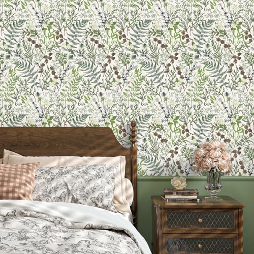 Papel tapiz de vinilo floral extraíble e impermeable para baños 6