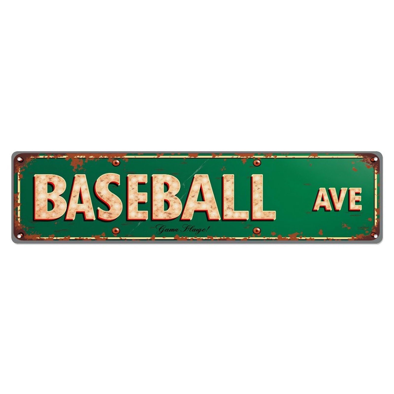 Baseball Avenue Sign Pattern Metal Tin Sign Plaque