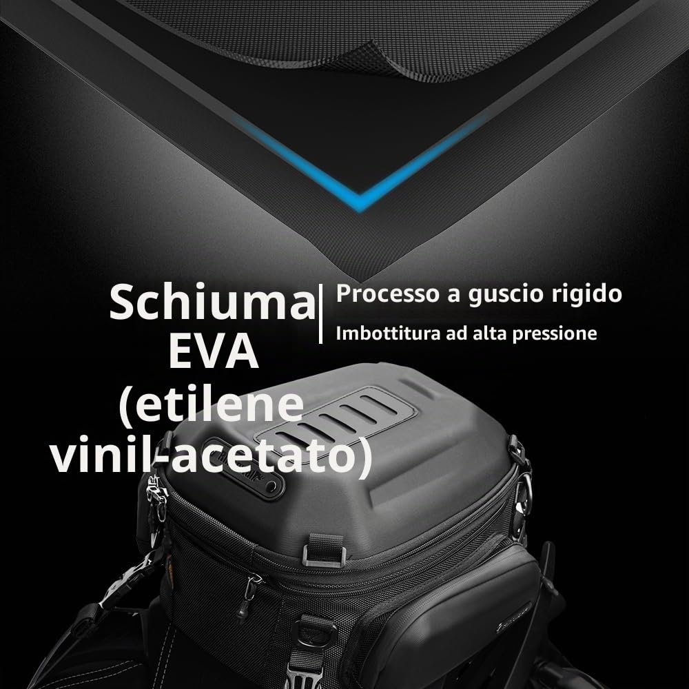 Rhinowalk Borsa portaoggetti rigida per moto, impermeabile, capacità 12-18L, espandibile