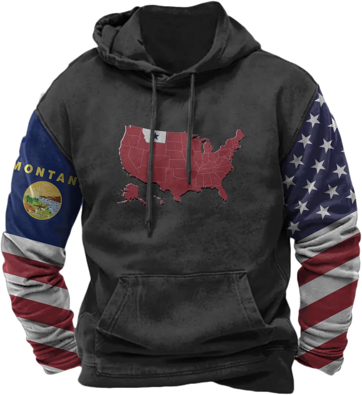 - Patriotic American States Flag Hoodie for Men Personalized Custom Oversized Comfy Graphic Hooded Sweatshirts