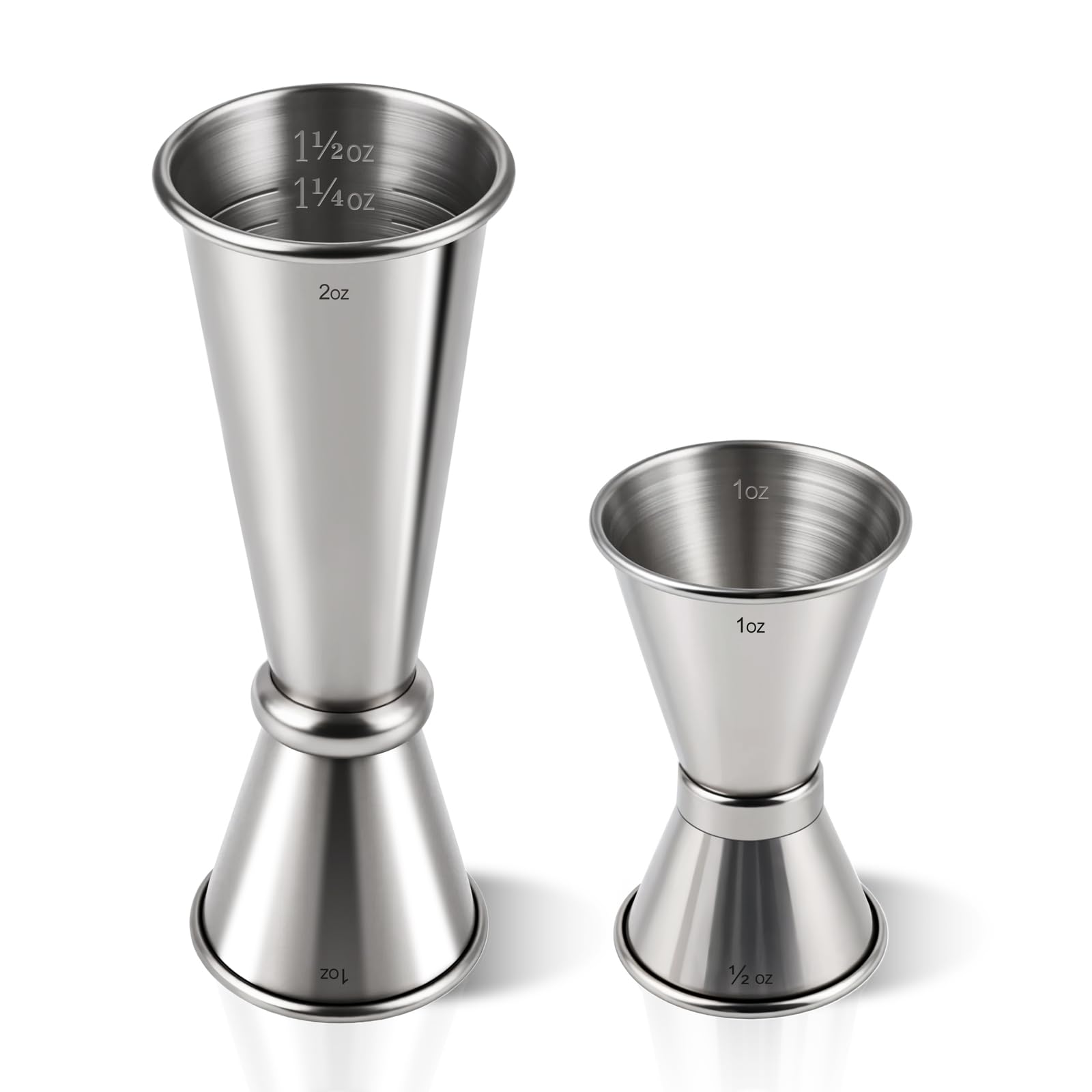 2-Pack Stainless Steel Cocktail Jiggers – Japanese Style Double Measuring Cups for Barten…