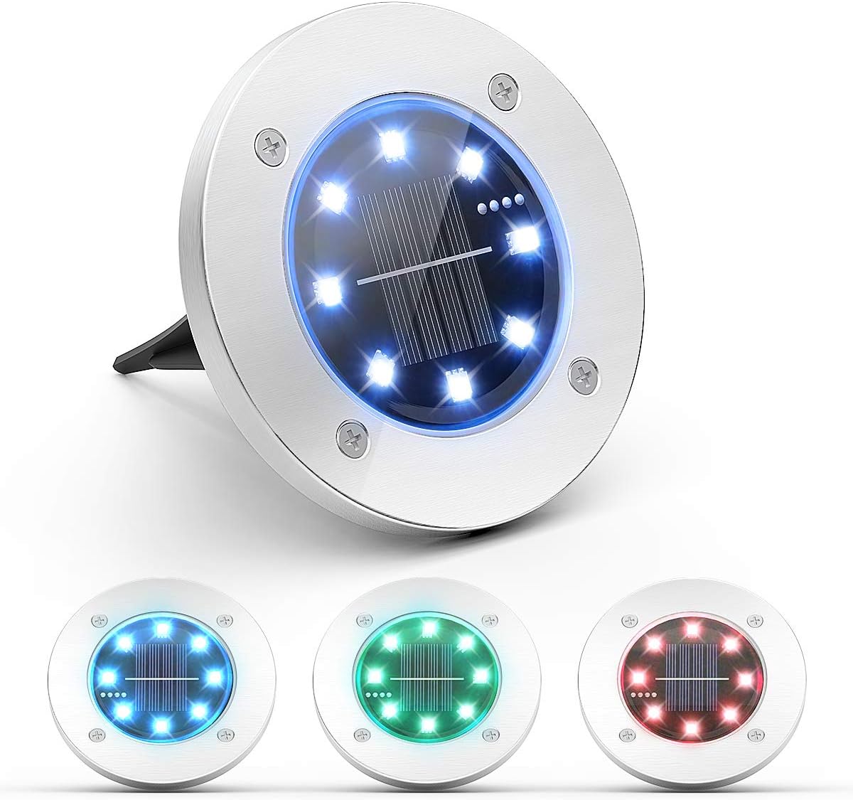 Nicewell Solar Ground Lights Outdoor 4 Pack Colored Disk Lights Waterproof Inground Landscape Lighting for Garden Yard Deck Lawn Patio Walkway Driveway Pathway with Multi Changing Colors