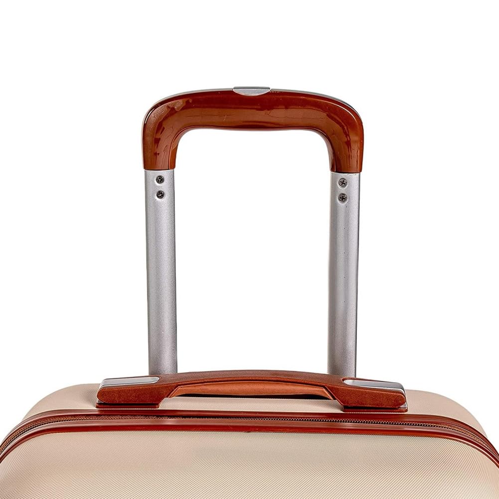 Set 3 Valigie Rigide in ABS, Valigia Rigida con Manico Telescopico e 4 Ruote Easy Roll, Trolley Resistente e Leggero da Viaggio, Bagaglio a Mano con Serratura Codice (Beige e Marrone)