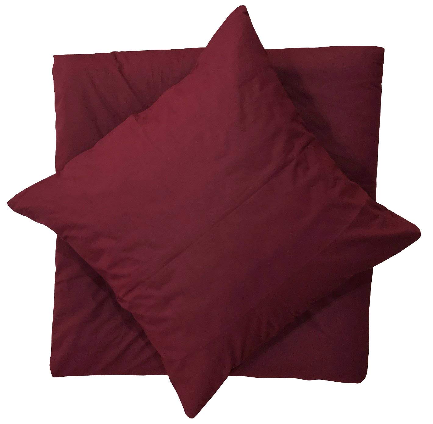 Leonado Vicenti Uni Bettwäsche 135x200 cm 4 teilig / 2 teilig Renforce Baumwolle Bettbezüge Set, Farbe:Bordeaux, Maße:4 teilig 135x200 cm