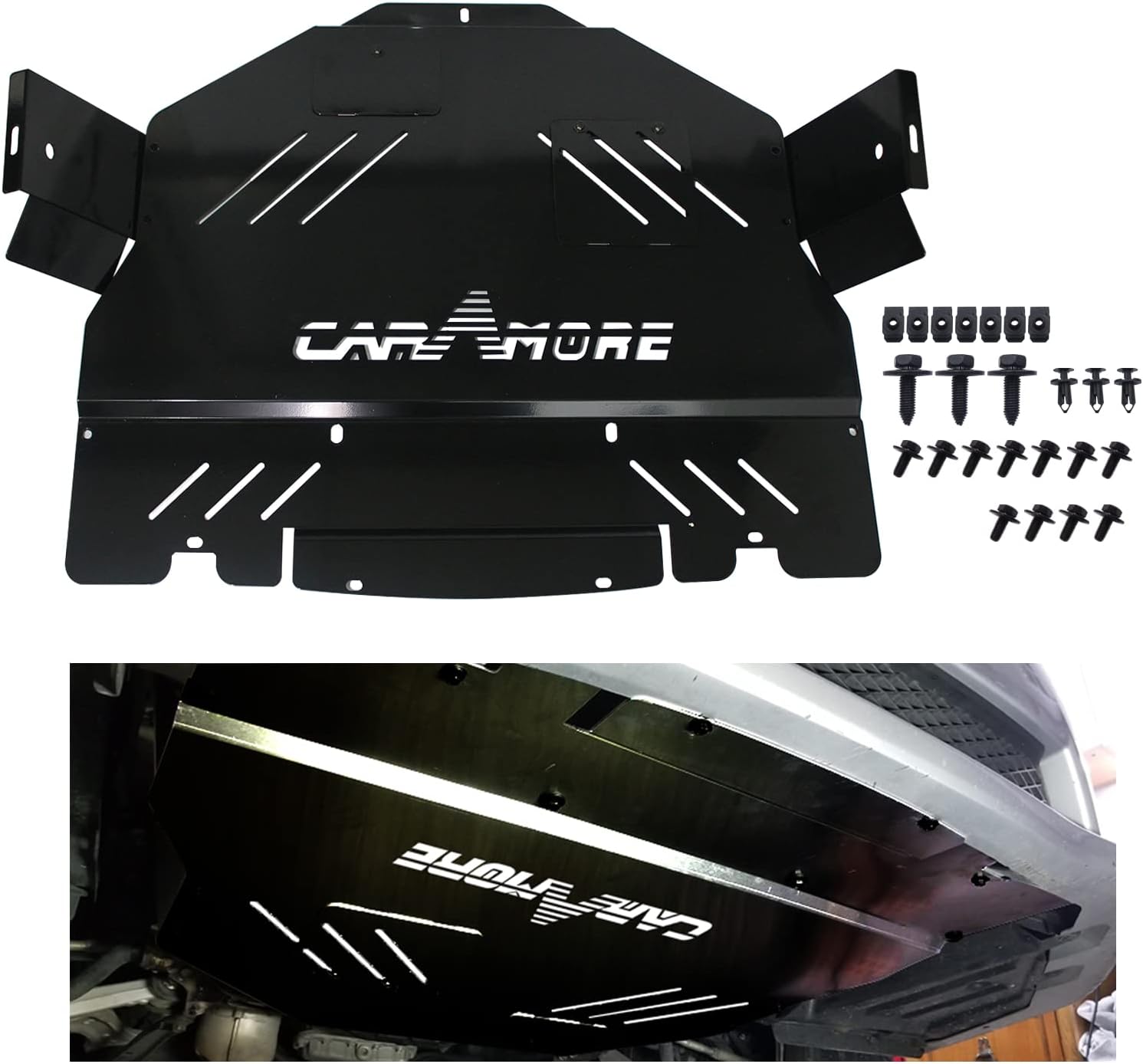Engine Splash Shield Cover Guard - Black Gloss Aluminum Engine Splash Shield Under Tray Skid Plate for 2015 2016 2017 2018 2019 2020 2021 Subaru WRX STI 2.5L