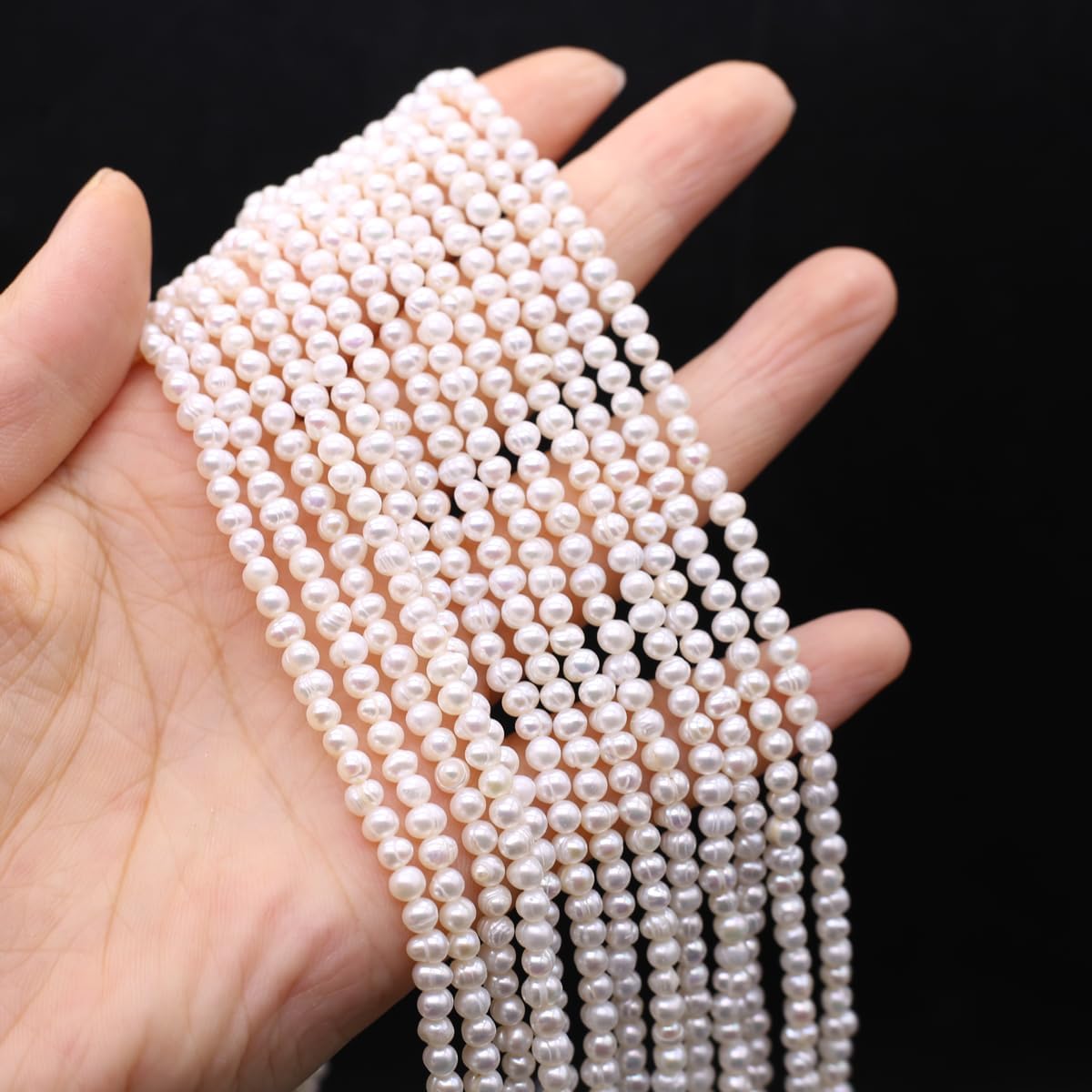 White Pearl Beads Natural Cultured Freshwater Rice Shape Pearl Loose Beads for Jewelry Making Necklace DIY Gift 3-4mm - Image 2