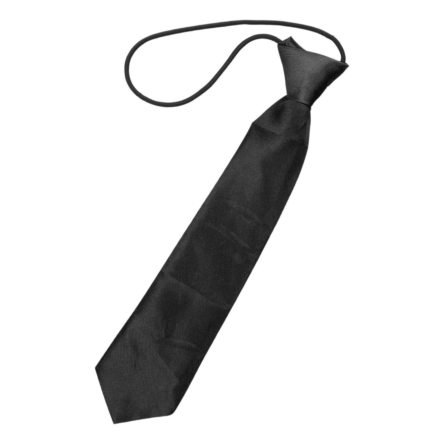 Gaomumu Boys Black Necktie, Satin Plain Colored Ties, Pre-Tied Elastic Adjustable Tie, Girls Formal Tie For Graduation School Uniforms Formal Wear Weddings Celebration Parties (Black)