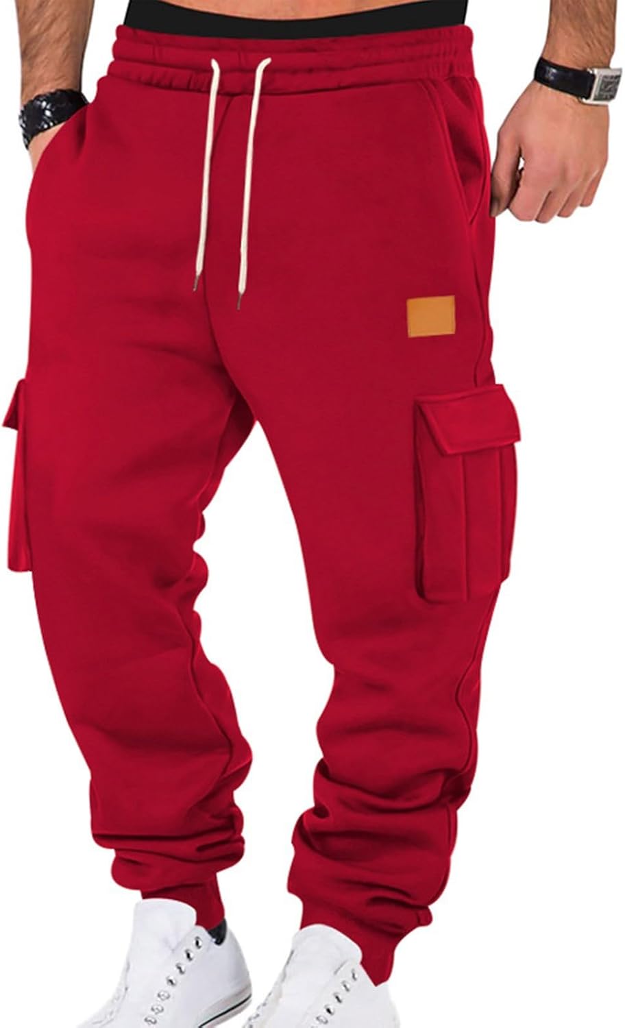 Solid Baggy Cinch Bottom Sweatpants Baggy Sweatpants for Men Casual Workout with Pockets Joggers Loose Yoga Cozy Soft