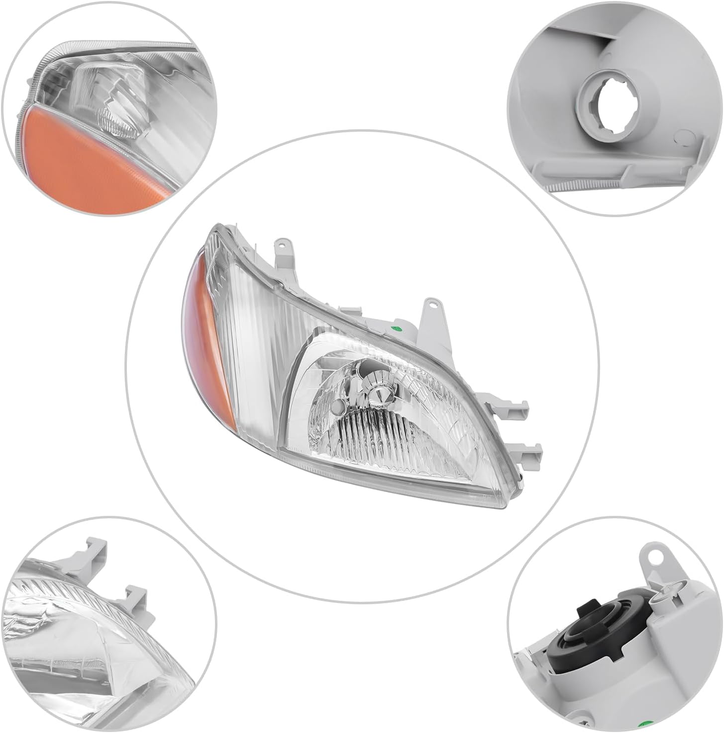 Headlight Assembly for 2000 2001 2002 Toyota Echo Right Passenger Side Headlights Replacement Halogen Headlamp OEM Part Number 8111052190