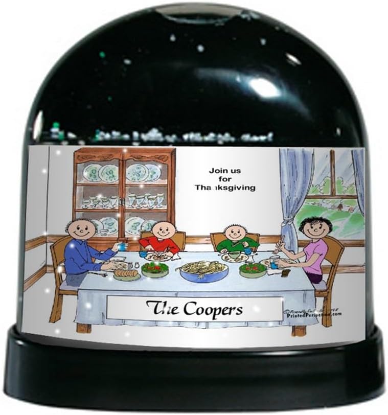 PrintedPerfection.com Personalized Family Dinner - Couple, Two Children Snow Globe Gift