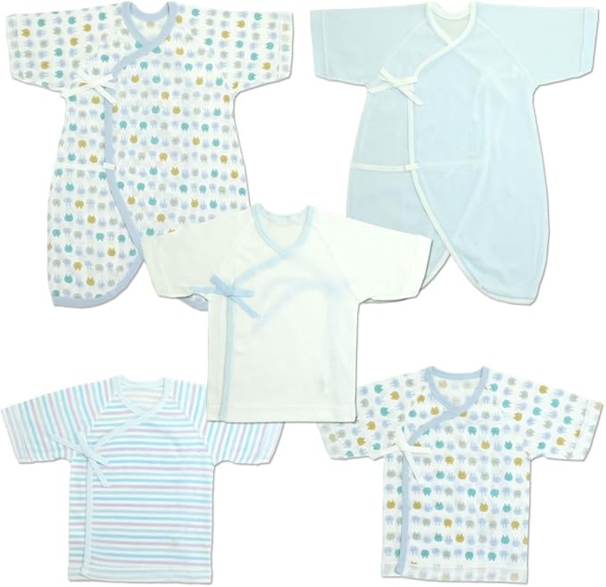 新生児肌着 5点セット クマうさぎ柄 短肌着3着 コンビ肌着2着 新生児肌着 5点セット クマうさぎ柄 短肌着3着 コンビ肌着2着