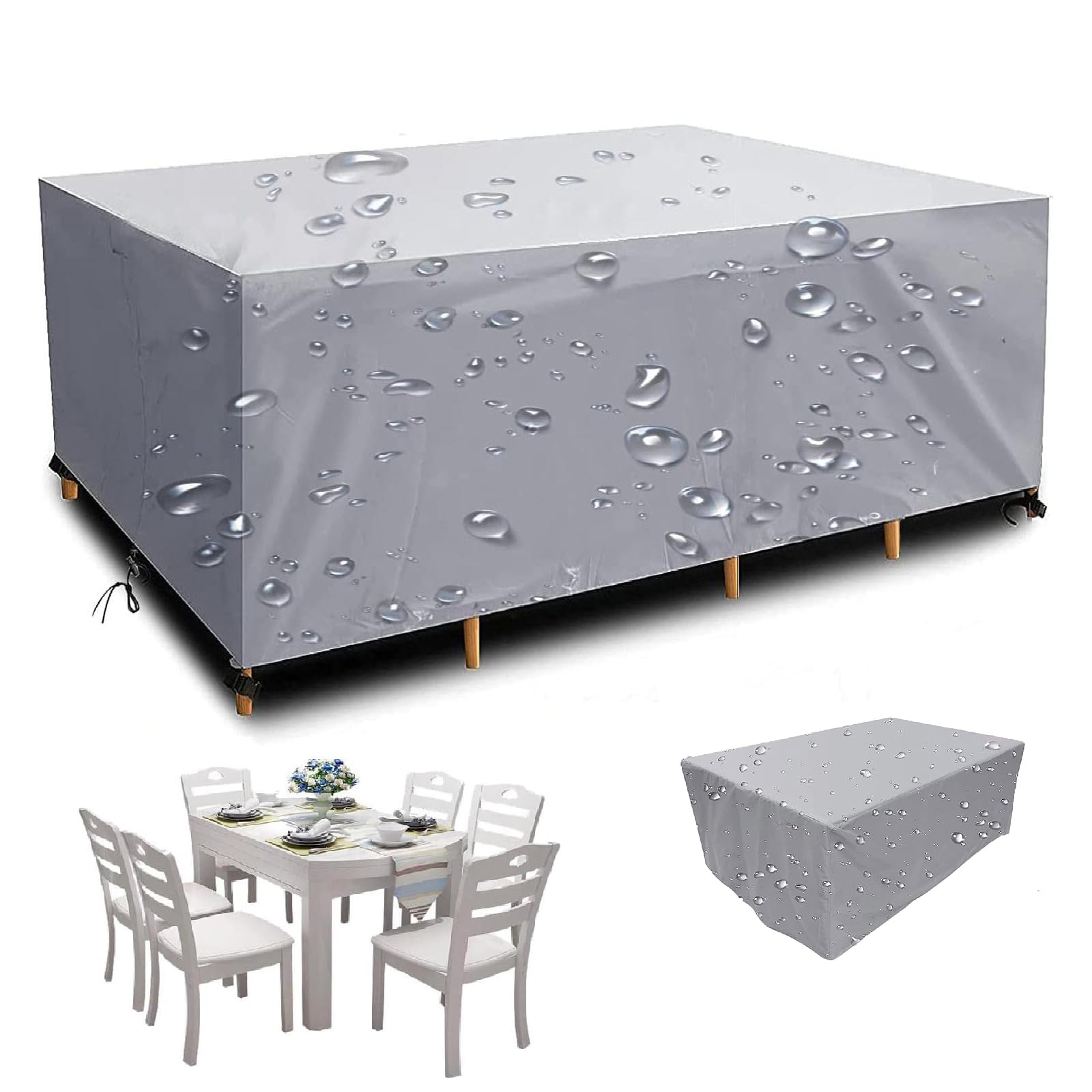Housse table de jardin avec boucles et cordon de serrage étanche Oxford 420D