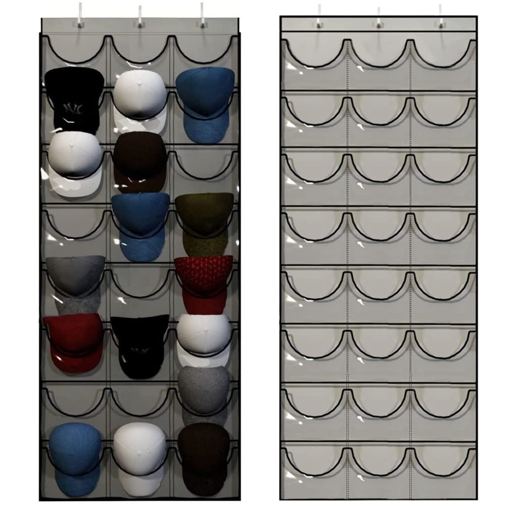 24 Taschen Hutablage Baseballkappen, Hut-Organizer, hängende Kappen, Aufbewahrungshalter Schrankwand