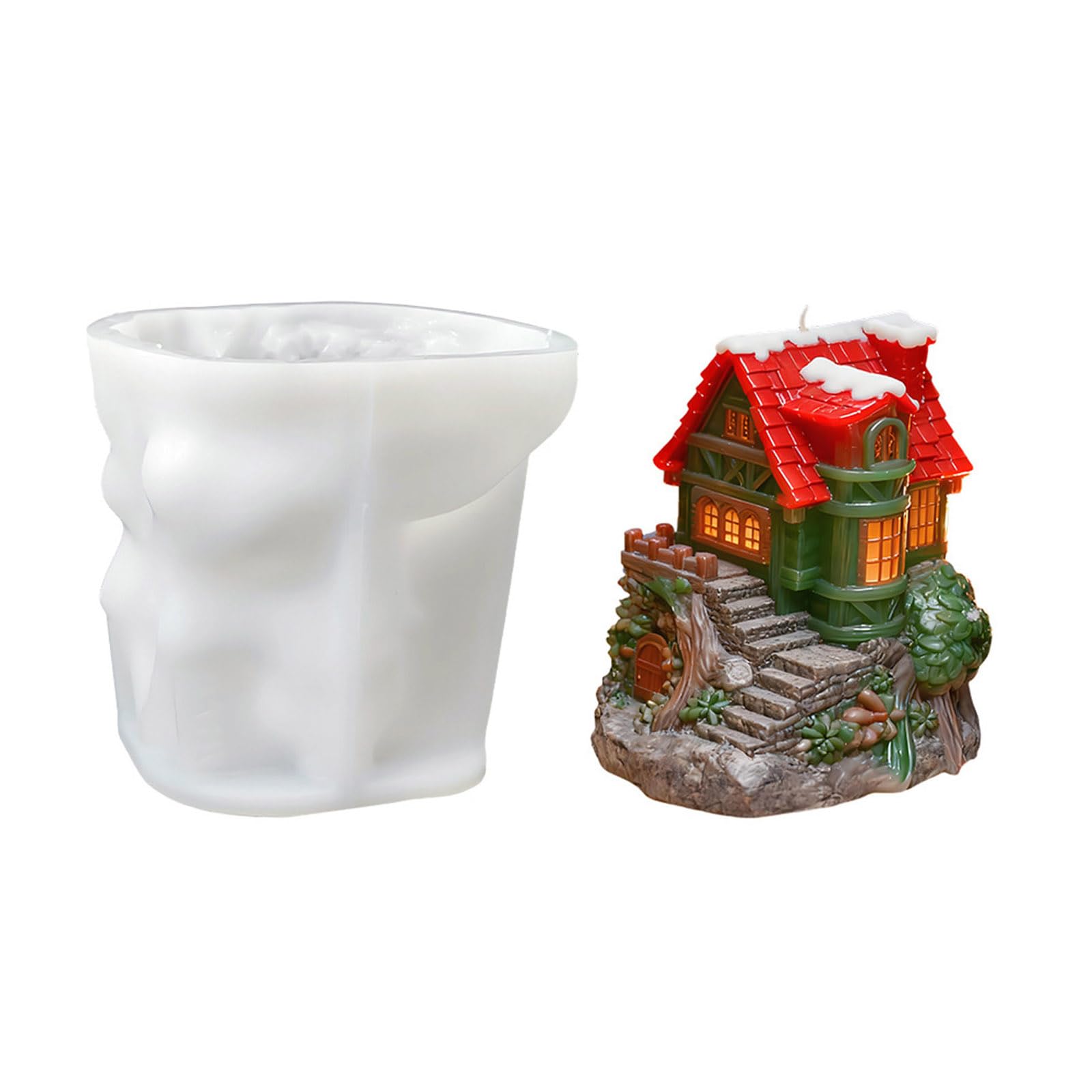 Kalttoy A Christmas Mold, Silicone Cottage Shape With Detailed Design, Holiday Making For Home Decoration Christmas Village Mold