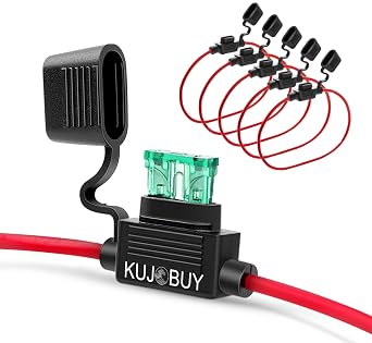 12 AWG Inline Fuse Holder 12V Upgraded 12 AWG Waterproof Fuse Holder with Standard Car Fuses 2A 3A 5A 7.5A 10A 15A 20A 25A 30A in Line Fuses Holders 12v for Marine Car Holders Mini 30 AMP 5 PCS