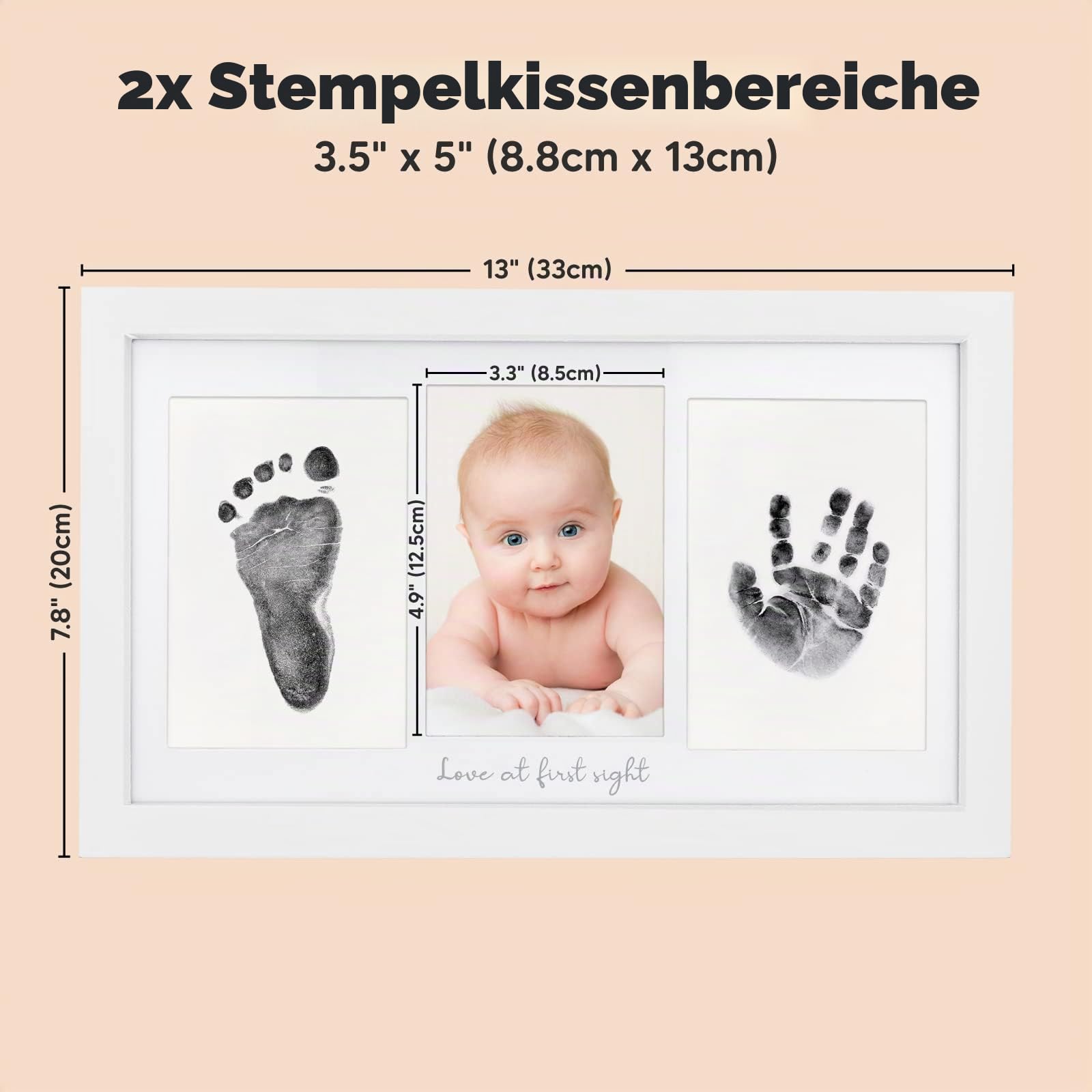 Tintenloses Baby Handabdruck und Fußabdruck set Junge, Mädchen, Neugeborenen-Andenken - No Mess Tintenauflage für Baby Abdruckset, Pfotendruck-Kit fur Dog, Personalisiertes Babygeschenke(Alpine White)