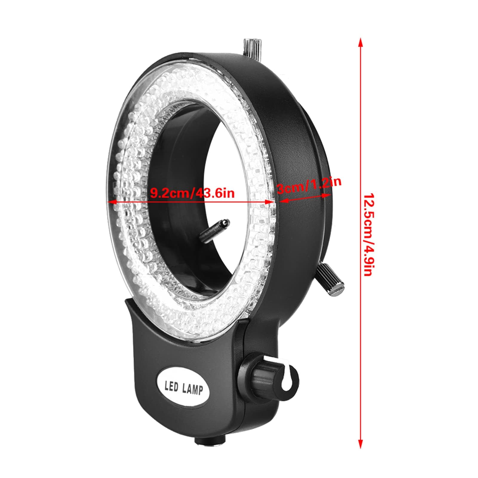 Luce Ad Anello a LED per Fotocamera per Microscopio di Livello Industriale con Luce a LED per Microscopio a 144 Perline LED Regolabili (BLACK)