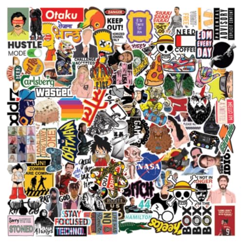 Image of CodersParadise 110-Pack Random Laptop Stickers - Premium Waterproof Vinyl Self-Adhesive Decals for Laptop, Journal, Bike Helmet, Diary, Guitar, Mobile Case & Accessories - Residue-Free Sticker Set