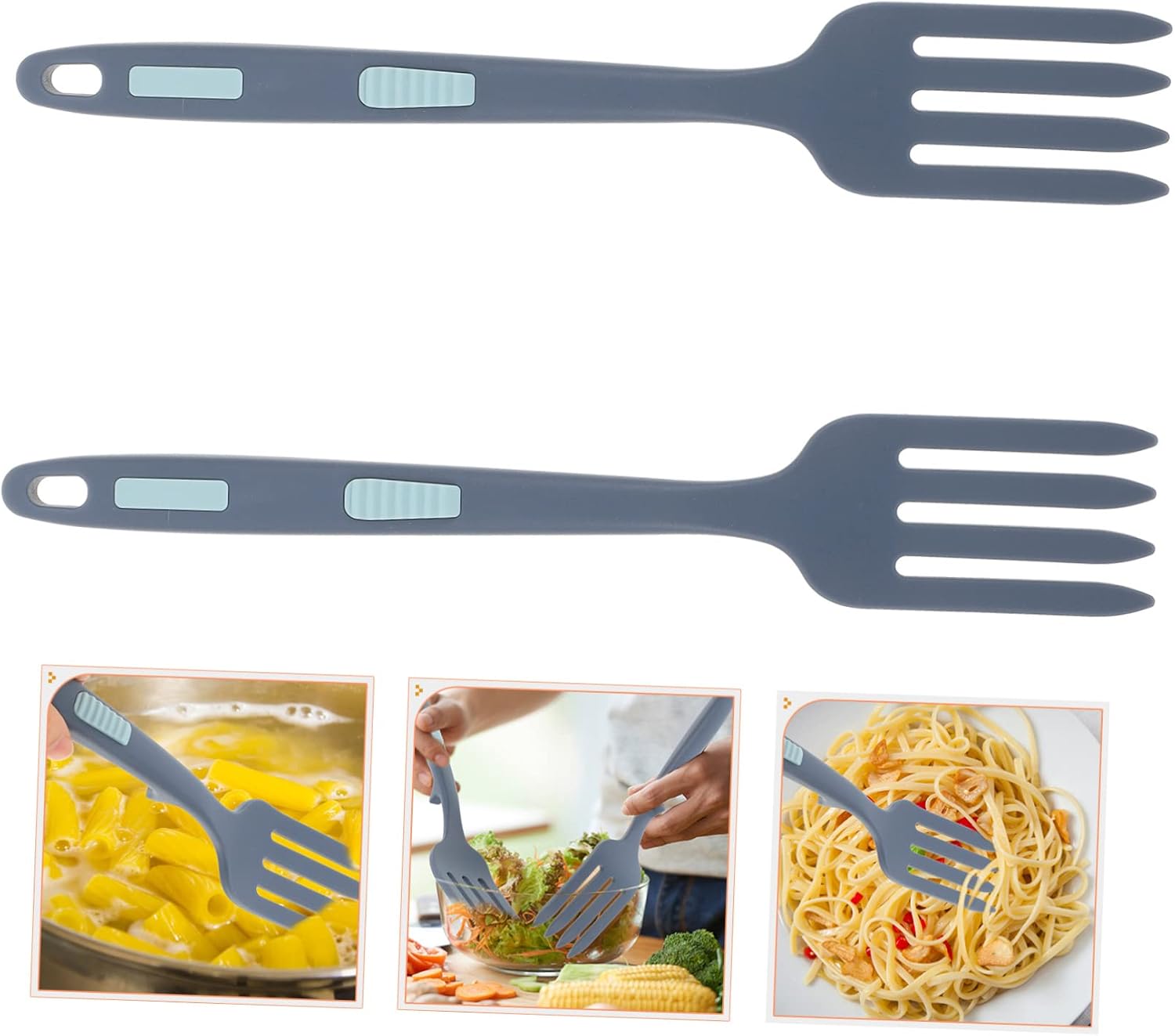 2pcs Silicone Meat Forks Pasta Forks Kitchen Non-stick Tips Safe for Daily Cooking Baking