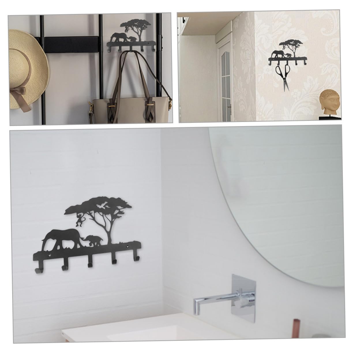 Cabilock Ganchos de Pared Elefante Negro de Hierro 28, 5x20x3 Cm
