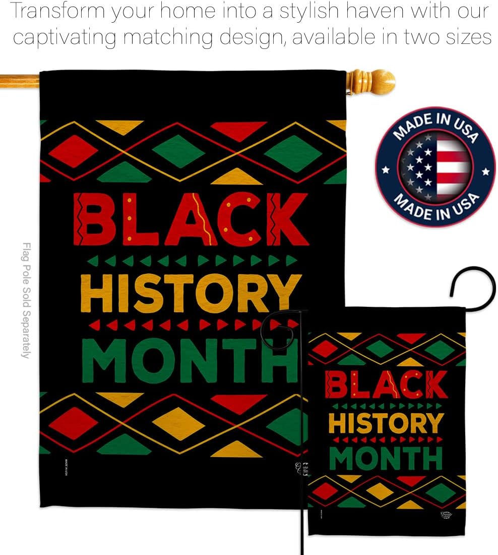 Black History Month House Flag Support Cause BLM Anti Racism Justice Revolution Movement Equality Social Decoration Banner Small Garden Yard Gift Double-Sided, Made in USA