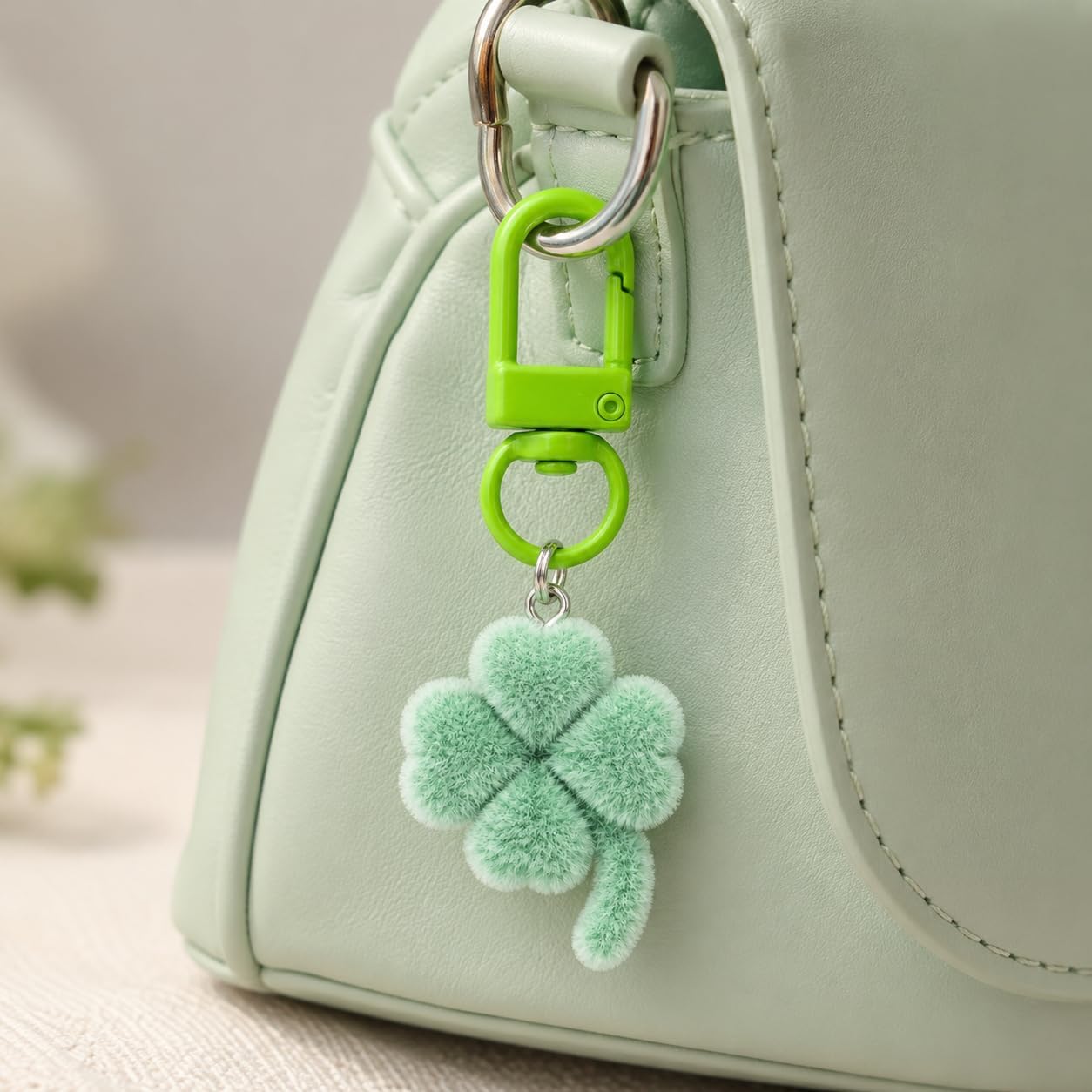 Four-Leaf Clover Keychain, Plant Keychains Bag Charms for Women image 3
