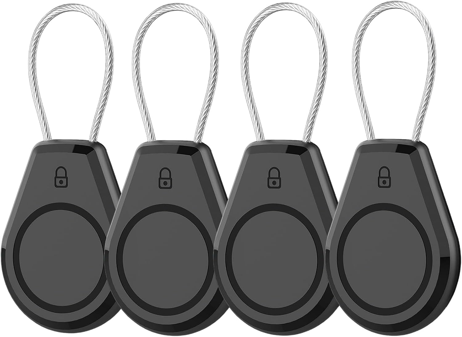 Air Tagholder 4 Pack – Waterproof Keychain Case with Metal Wire Cable & Hex Lock, Anti-Misplaced Shockproof Cowl Suitable with Apple Air Tag for Baggage, Backpack, Keys, Canine Collar, Youngsters Gadgets
