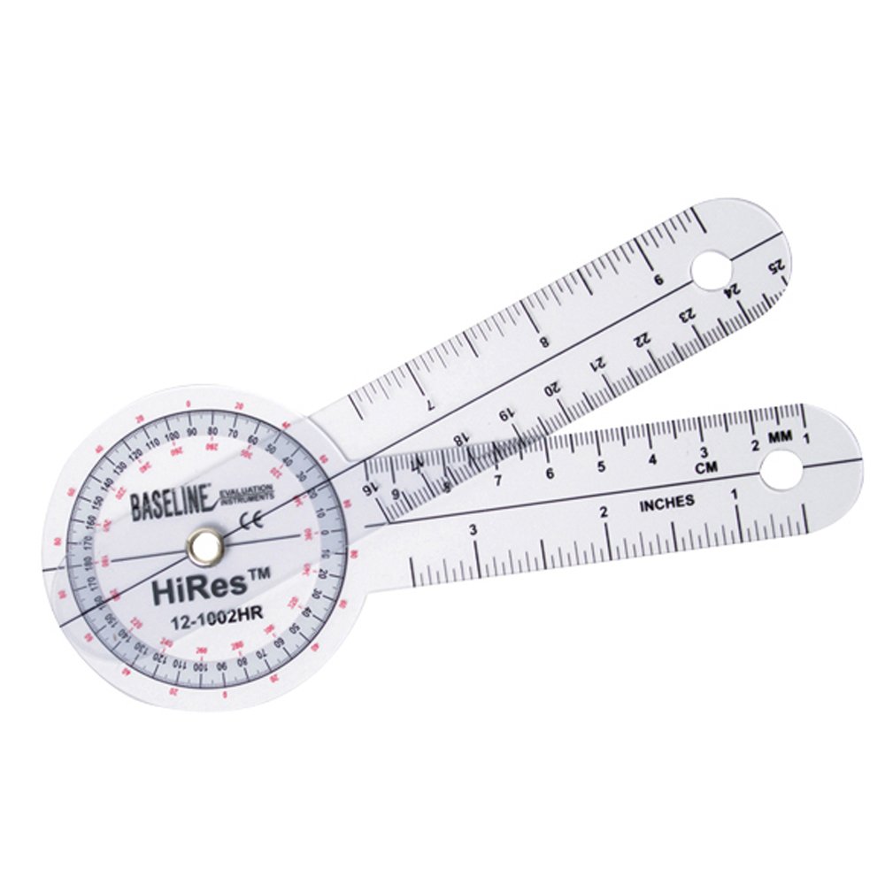Baseline 12-1002HR-25 Hires 360 Degree Clear Plastic Goniometer