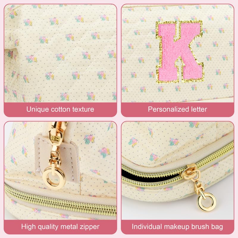Make-up-Tasche mit Initialen-Motiv, Blau, Größe M: