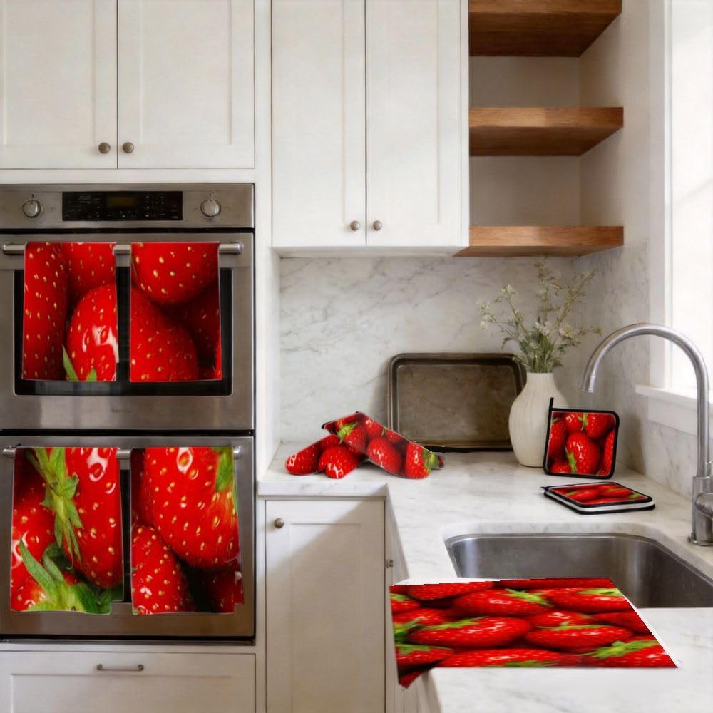 9PCS Fragole Rosse Fresche1 Cucina Decor e Accessori Set