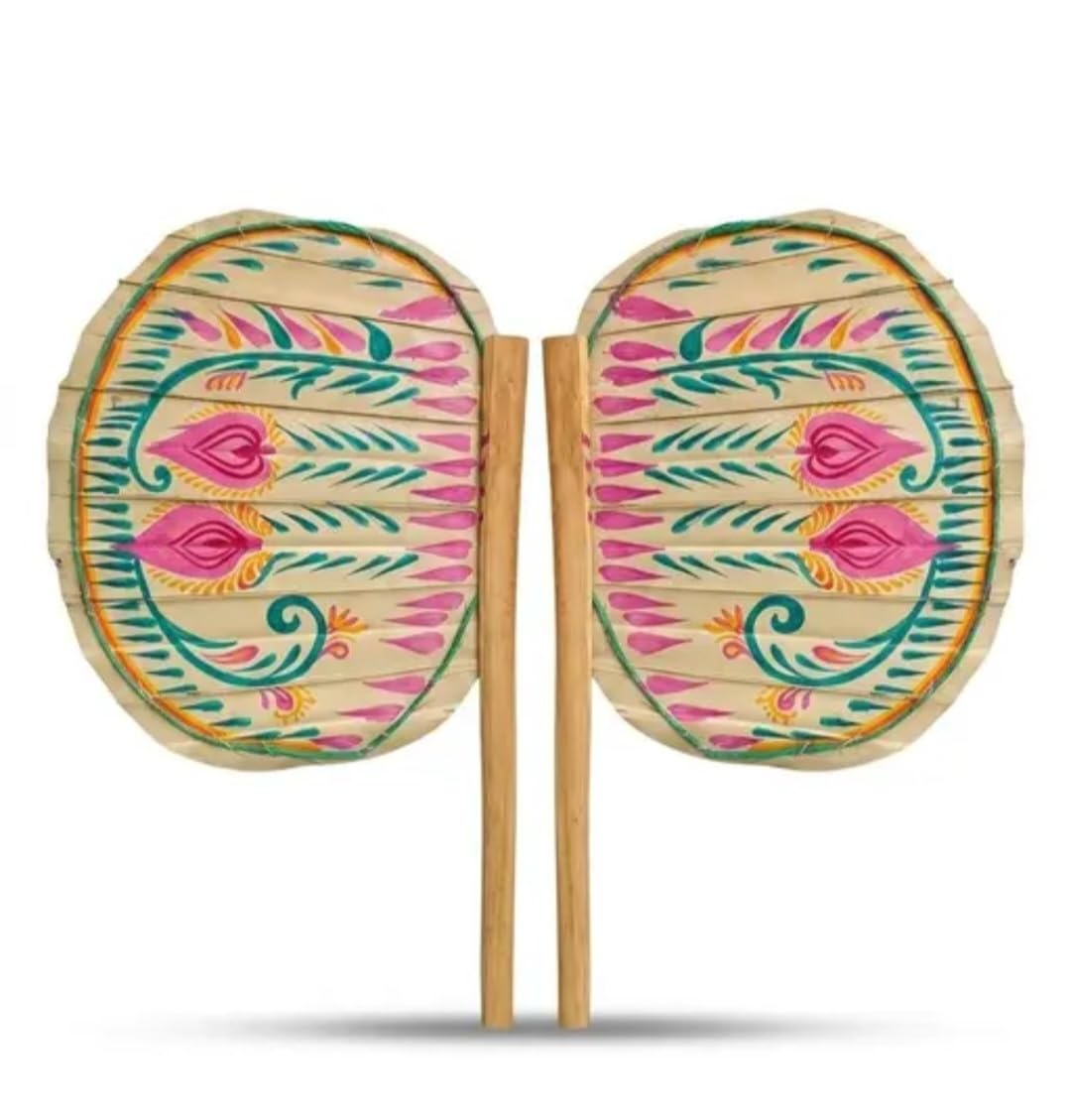 Éventail rond en bambou et son motif floral pour mariage et déco d'été