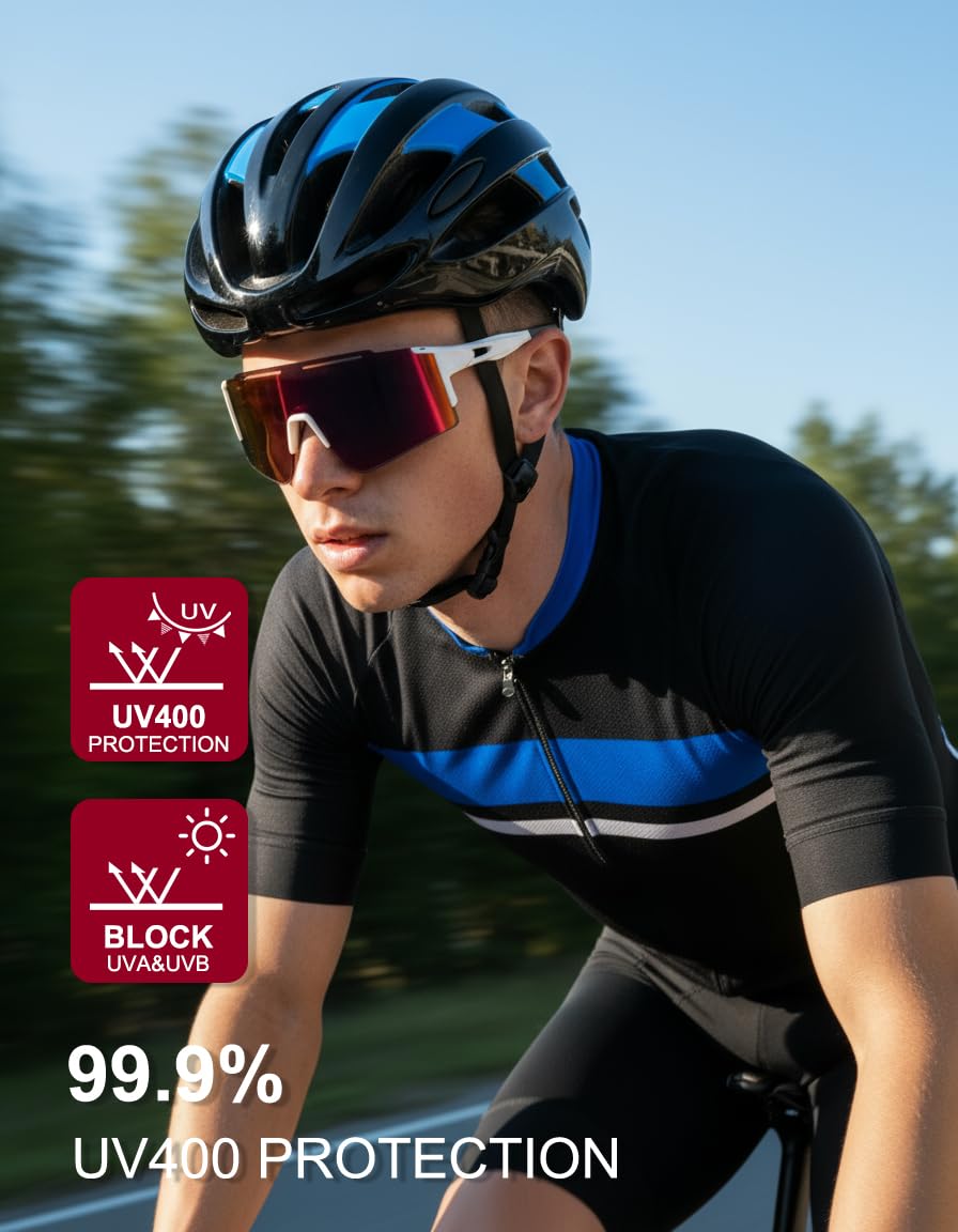 OULAIQI Gafas de sol polarizadas para hombre y mujer con 1 o 3 lentes intercambiables, 1 lente blanca y roja, L