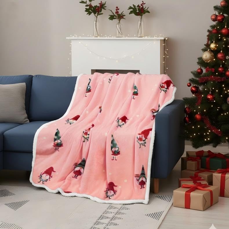 Catalonia Christmas Dwarfs Sherpa Throw Blanket, Xmas Theme Throws, Plush Fleece Couch Blanket, Super Soft, Comfy, Cozy, Fluffy, Ugly - Image 2