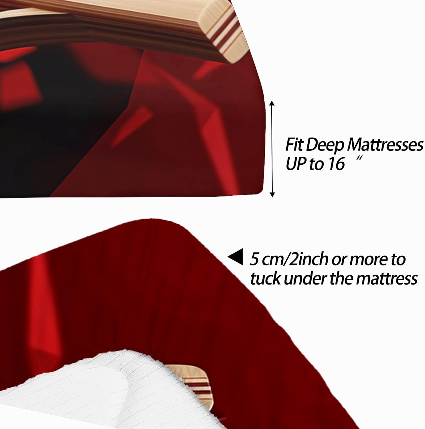 Red Fitted Sheet Twin 4 Pcs Bed Sheets Set Table Tennis Print Deep Pocket Fitted Sheets Soft Microfiber Bedding Sets (1 Fitted, 1 Flat, 2 Pillowcases) for Kids Girls Boys Teen Bedroom Decor