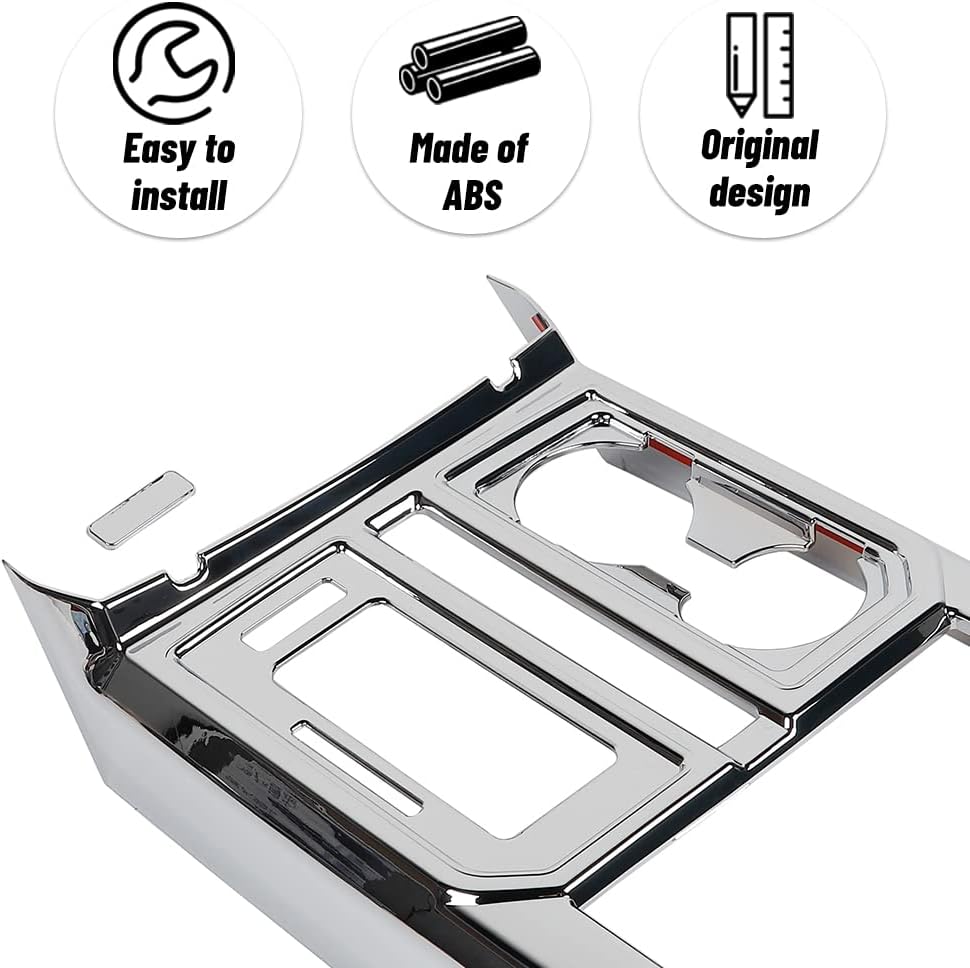 Linskip Gear Shift Panel Cover Trim Compatible with 2015 2016 2017 2018 2019 2020 Ford F150 Accessories, Cup Holder Decor Cover for F-150 Interior Accessories(Chrome, A)