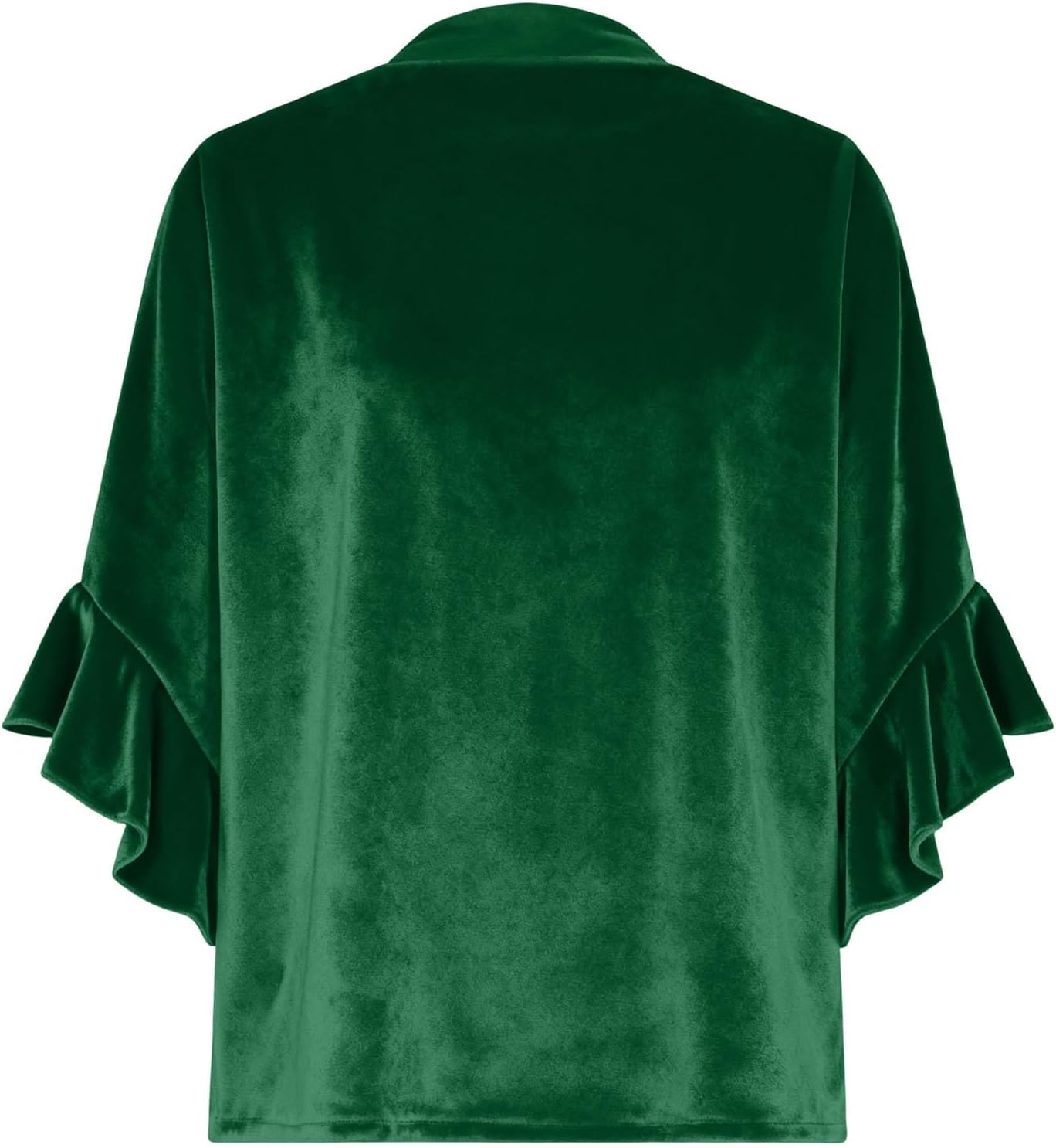 Women's Fall Trendy Velvet Ruffle Short Sleeve V Neck Ruched Formal Christmas Evening Party Holiday Blouse Top