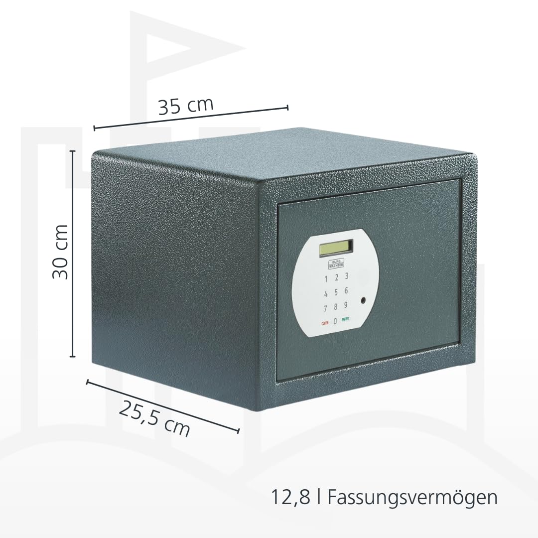 BURG-WÄCHTER Möbeltresor mit elektronischem Zahlenschloss, Inkl. Fachboden, Zur Wand- und Bodenbefestigung, 20,6 l, 12,8 kg, Pure-Safe PS 120 E, anthrazit