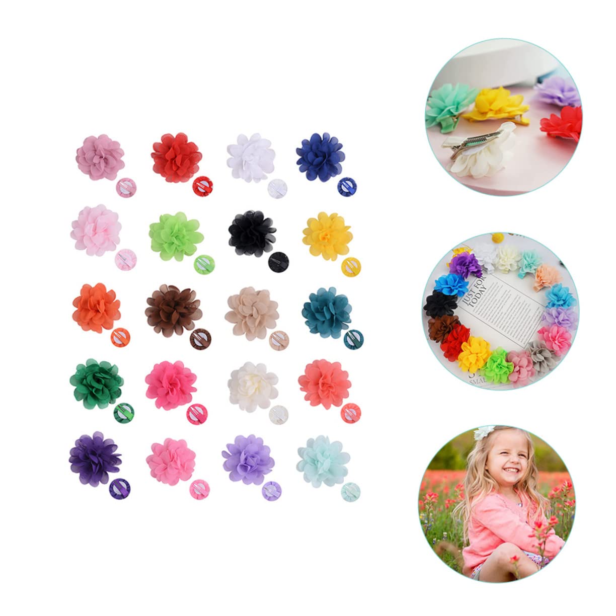 100 Pz fermaglio per fiore di chiffon mollette per con fiore di chiffon accessorio per per ragazze barrette hair pin fermaglio per per bambini HAPINARY