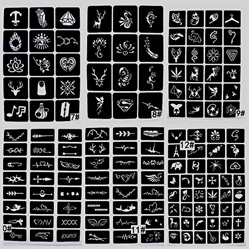 Xmasir 20 Sheet (446 Pieces) Airbrush Tattoo Stencils Album Art Book,Small Glitter Henna Tattoo Kit Semi Permanent Tattoo For Body Painting #TOP4