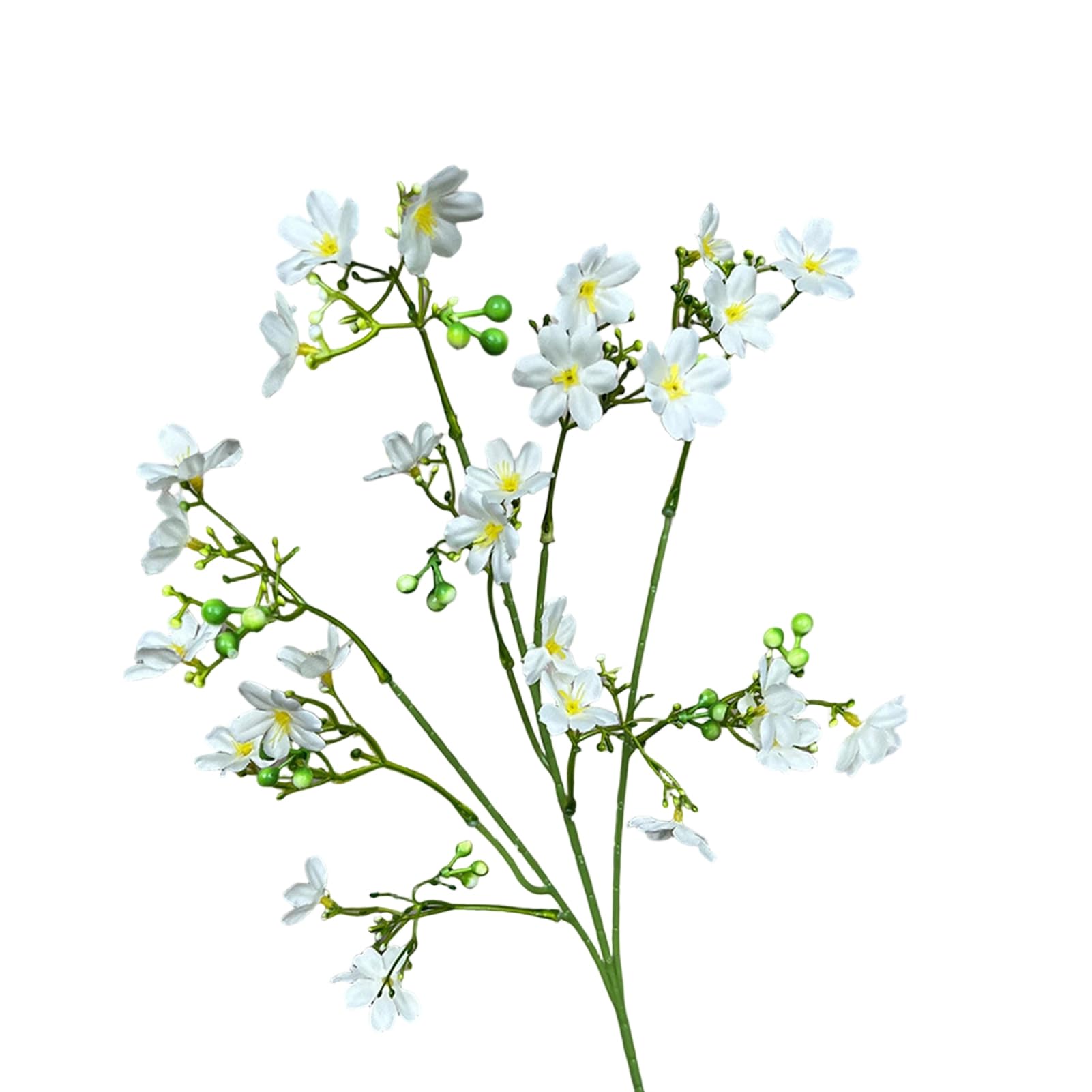 Tuxoiou Artificial Flowers, 3-Fork Long Stem Faux Silk Flower Branch, Realistic Fade Resistant Floral Stems for Indoor Outdoor Vase Centerpiece Decor White