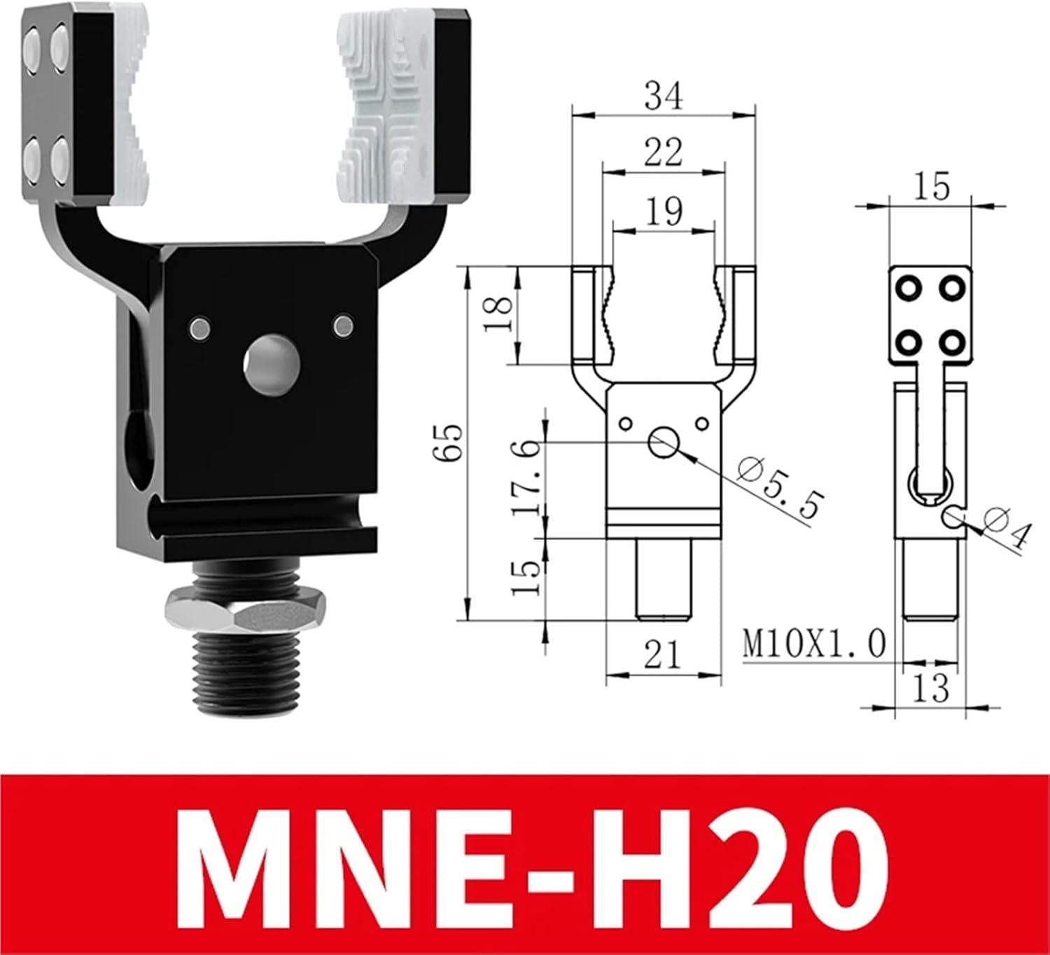 1pcs Minie with Sensor Flat Patch and arc-Shaped and Wide Open Grab Air Cylinder Robotic Pneumatic Mini Robot Gripper(MNE-H20)