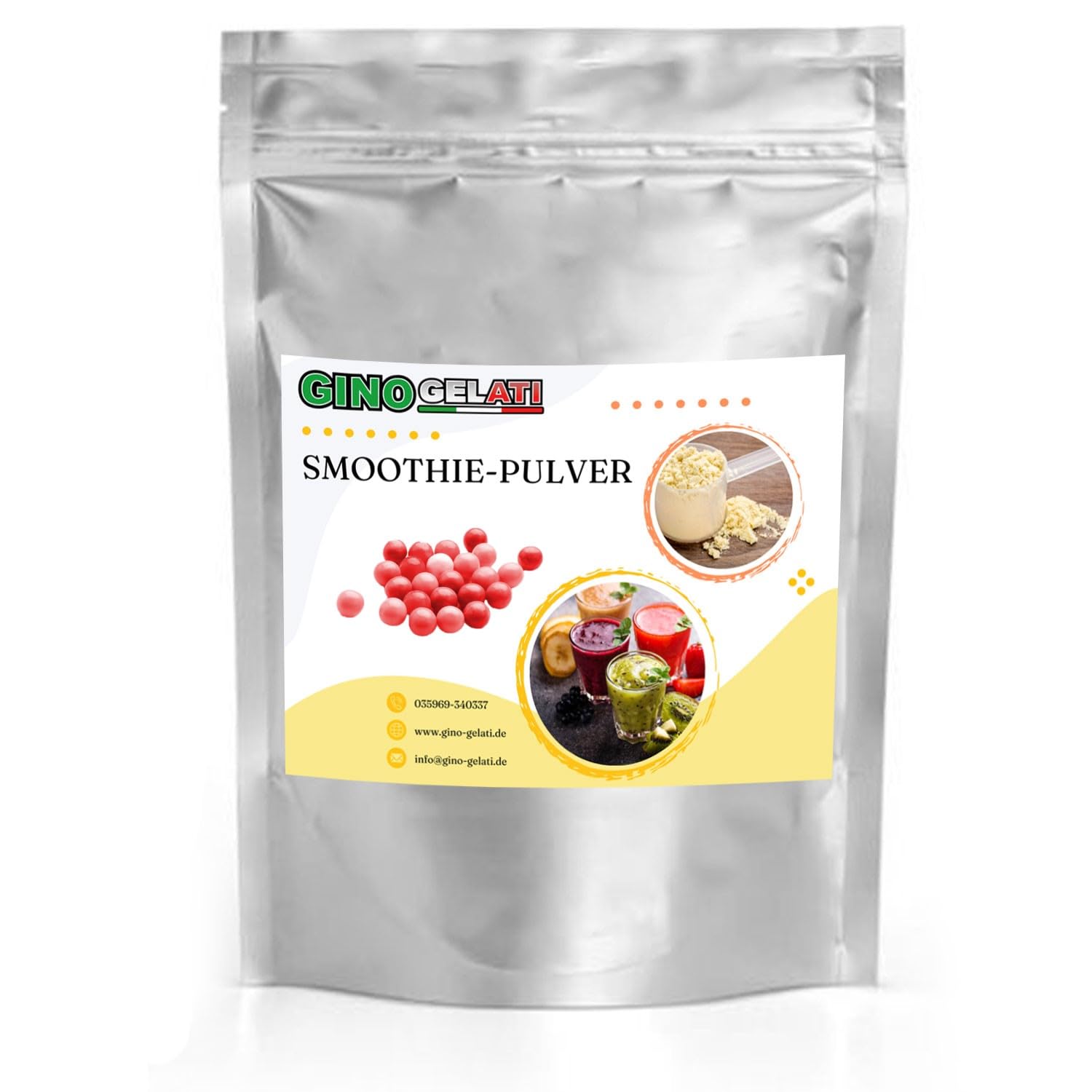 Gino Gelati Kaugummi Smoothie Pulver verschiedene Varianten und Größen verfügbar, schnelle und einfache Zubereitung, Mischverhältnis 1 : 8, Made in Germany, Vegan (1 Kg, Rosa)