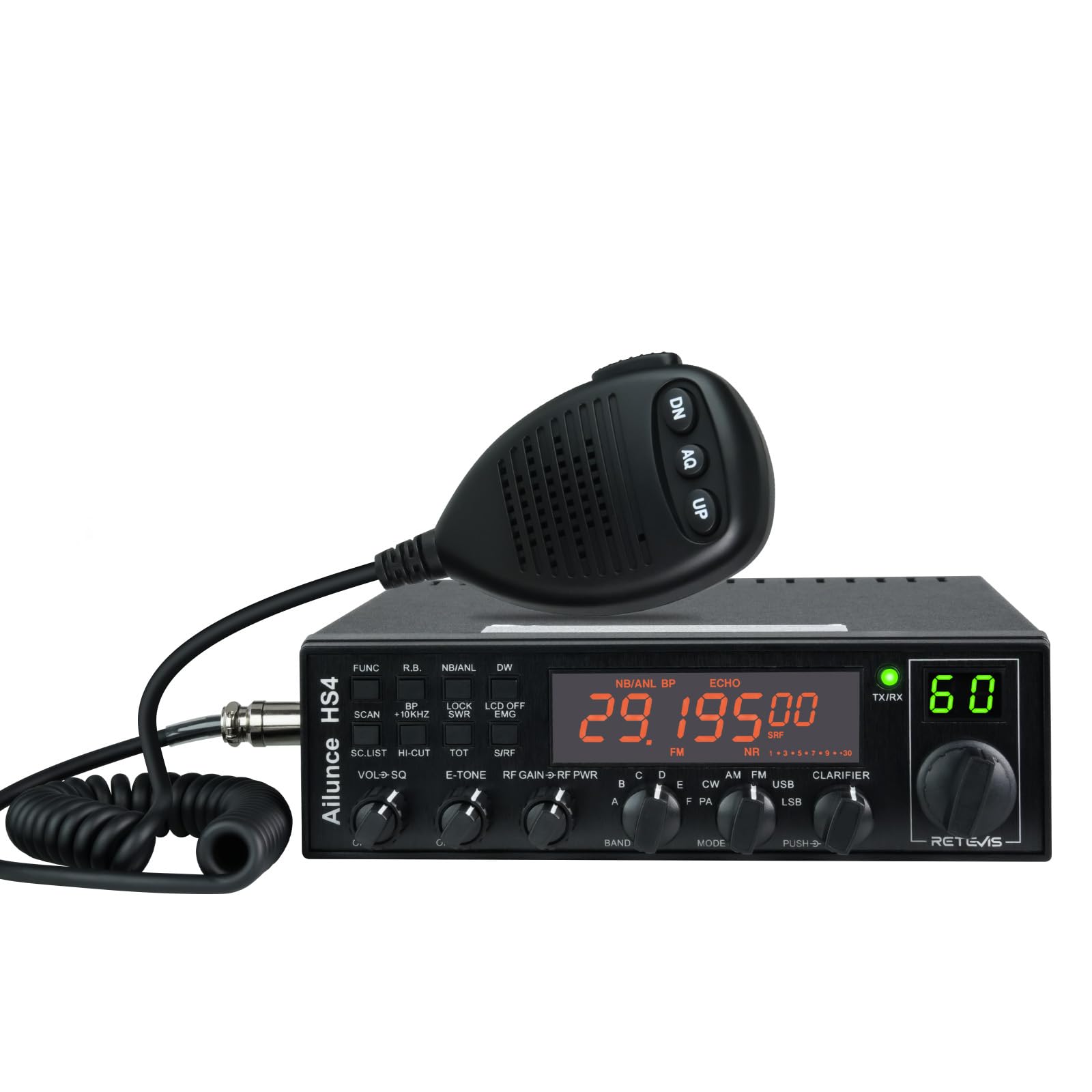Retevis Ailunce HS4 10 Meter Radio, High Power SSB Ham Radio Base Station, CW/SSB/AM/FM/PA Mode, Noise Reduction, ASQ, SWR Protection, Amateur Mobile Radio Transceiver for Emergency Response