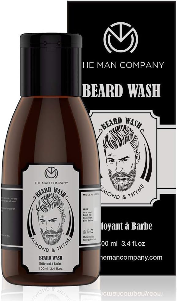 The Man Company Beard Wash for Men- 100ml | Active Cleansing with Almond & Thyme Essential Oils | Natural Ingredients | Softens Beard & Adds Shine