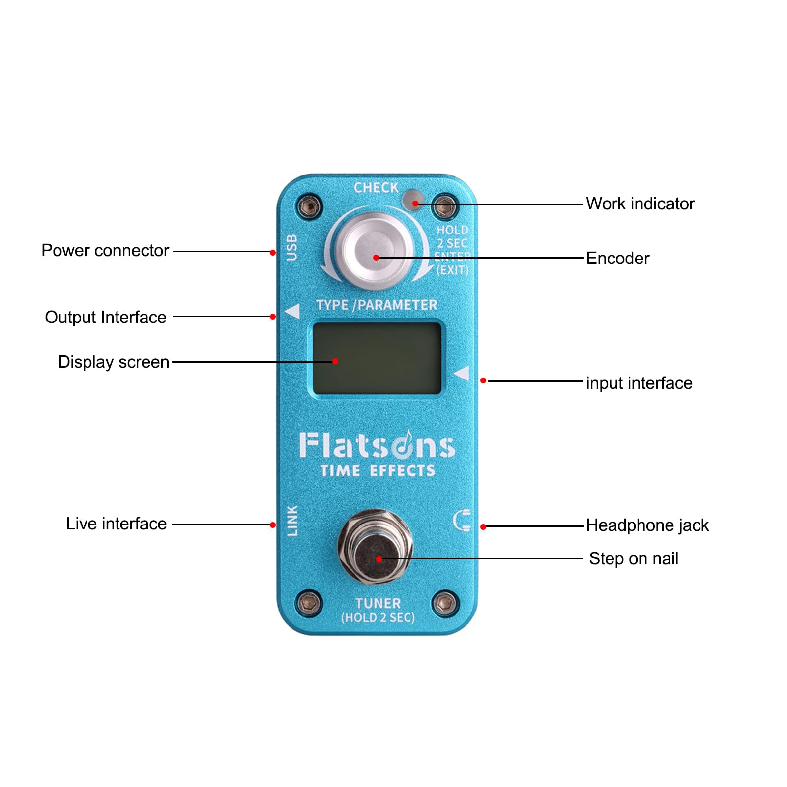 Pedal de efecto de guitarra - 9,6x4.2x5cm pedales de guitarra multiefecto | Efectos de distorsión de metales | Pedal de distorsión de aleaciones de aluminio | Indicador LED Carga USB para