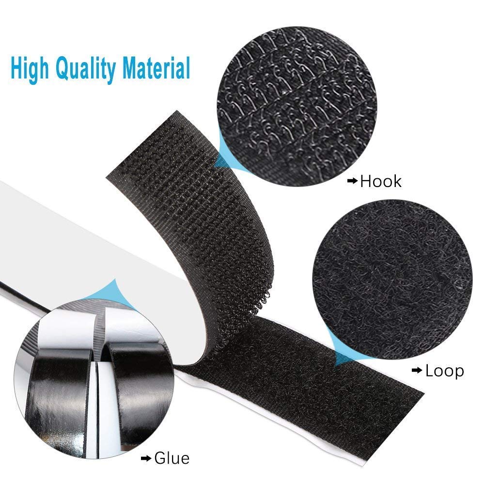 Nastro Adesivo Hook E Loop 10 Metri - Nero, 20mm, Biadesivo Extra Forte, Riutilizzabile Per Casa E Ufficio - Foto 10
