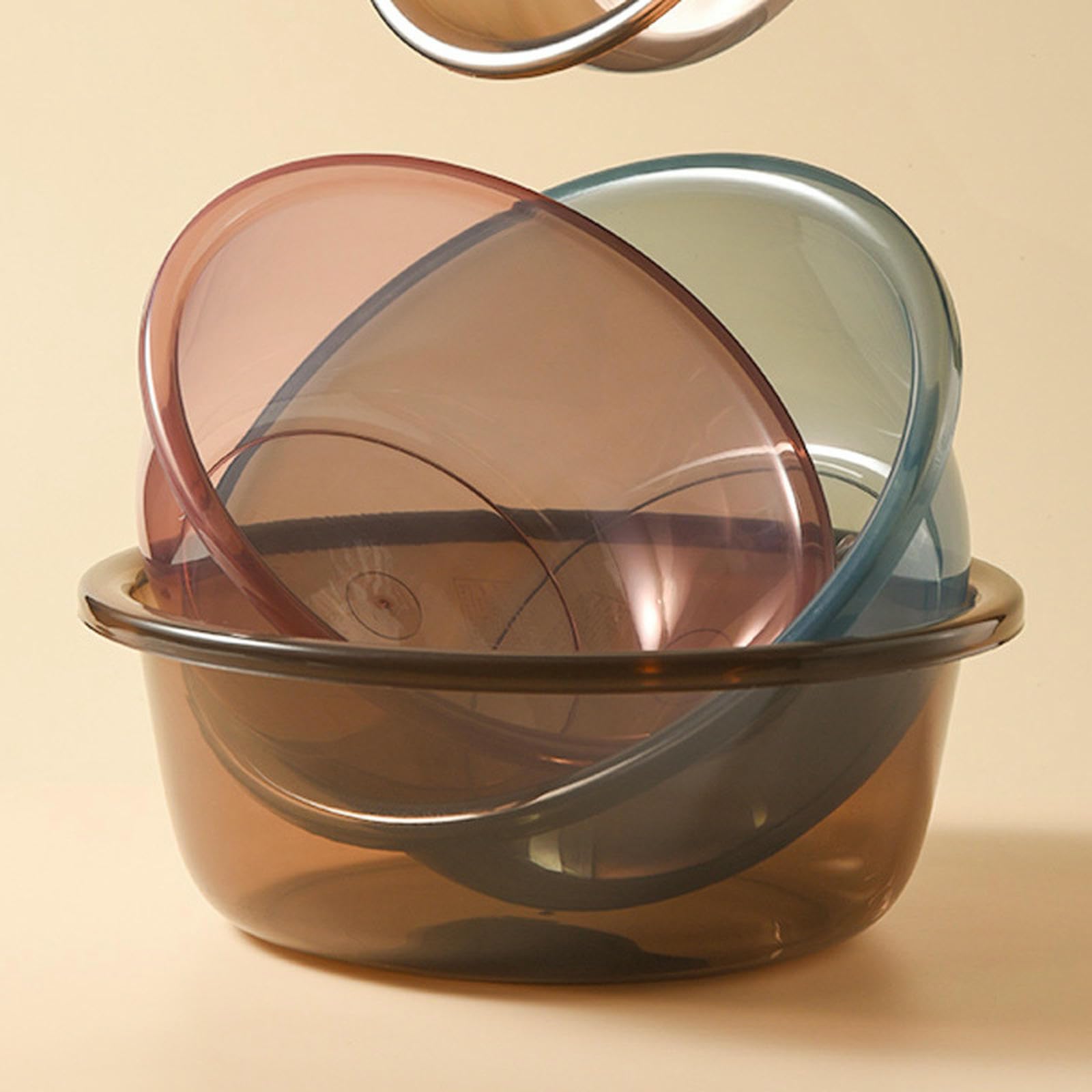 Lot de 2 bassins à pieds épais simples et confortables pour la maison - Couleur unie ronde - Rose - Grande taille